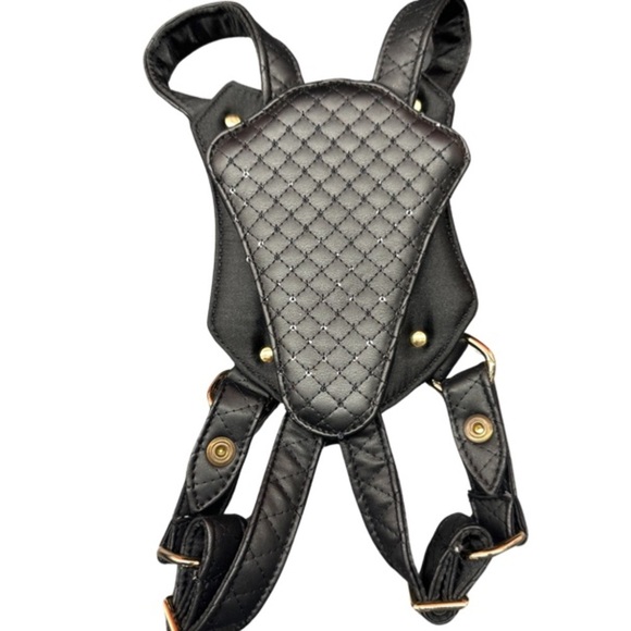The Black Sparkle Vegan Leather Dog Harness with Matching Leash- Large - Picture 2 of 7